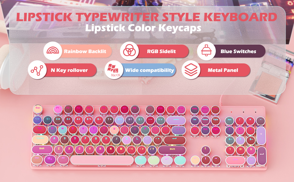 lipstick typewriter style keyboard