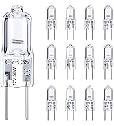 GY6.35 Halogen Light Bulbs 12 Volt 50 Watt, 12 Pack 2 Pin GY6.35 Base Bulb, Replacement T4 Tubula...
