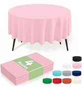 misaya 4 Packs Disposable Plastic Table Cloth, 84" Round Waterproof Tablecloth, Leakproof &amp; Sturd...