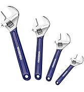 WORKPRO Adjustable Wrench Set, 6-inch, 8-inch, 10-inch, 12-inch Wide Jaw Wrenches with SAE and Me...
