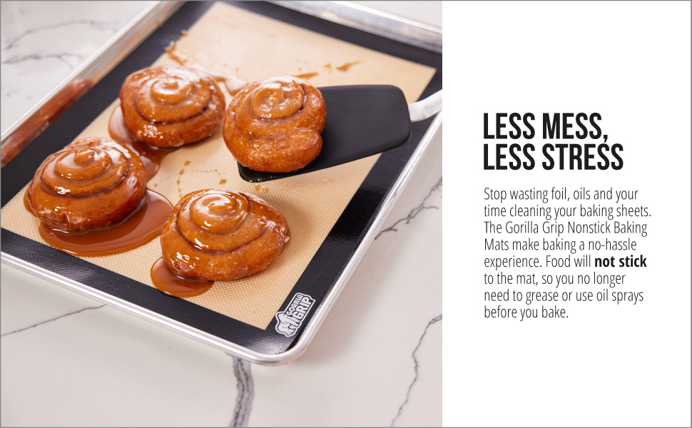 silicone baking mats on baking sheet so less mess is on cookie sheets