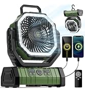 VOSFEEL Camping Fan - 20000mAh Battery Powered Fan Rechargeable with LED Lantern - Portable Outdo...