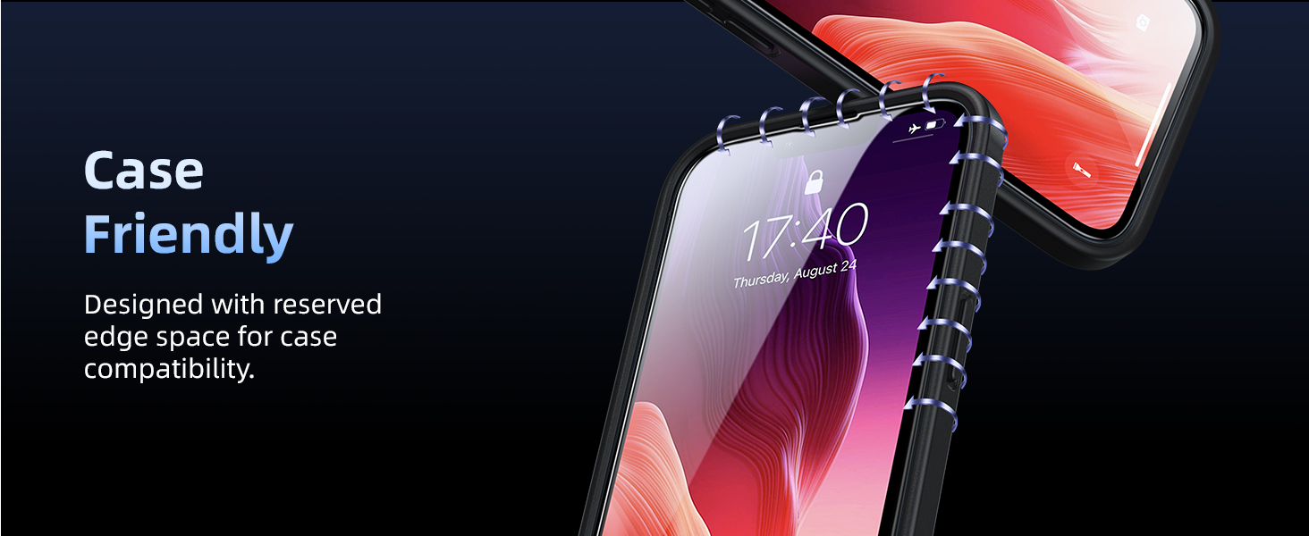 case friendly screen protector for iphone 13 13pro 14 9h hardness