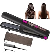 Portable 2 in 1 Travel Straightener and Curler, Cordless Hair Straightener 4500mAh, Rechargeable ...