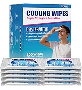 Cooling Face Body Wipes - 10 Packs of 10 (100 Wipes) - Disposable Individually Wrapped No-Rinse C...