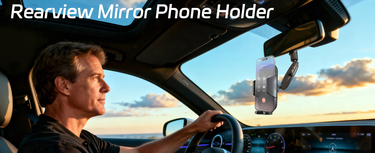 rearview mirror phone holder