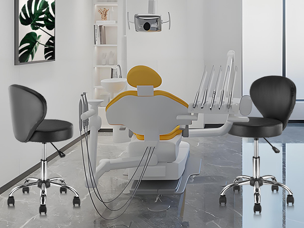 PVC Faux Leather Rolling Swivel Salon Stool Chair
