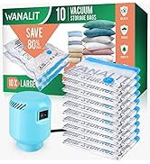 WANALIT Vacuum Storage Bags with Electric Pump, 10 Pack Large Size(32"x 22") Reusable Compression...