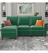 coeztt Couch, 76.8" Sofa with Velvet Fabric, Sectional Couches for Living Room, L-Shaped 3 Seat M...