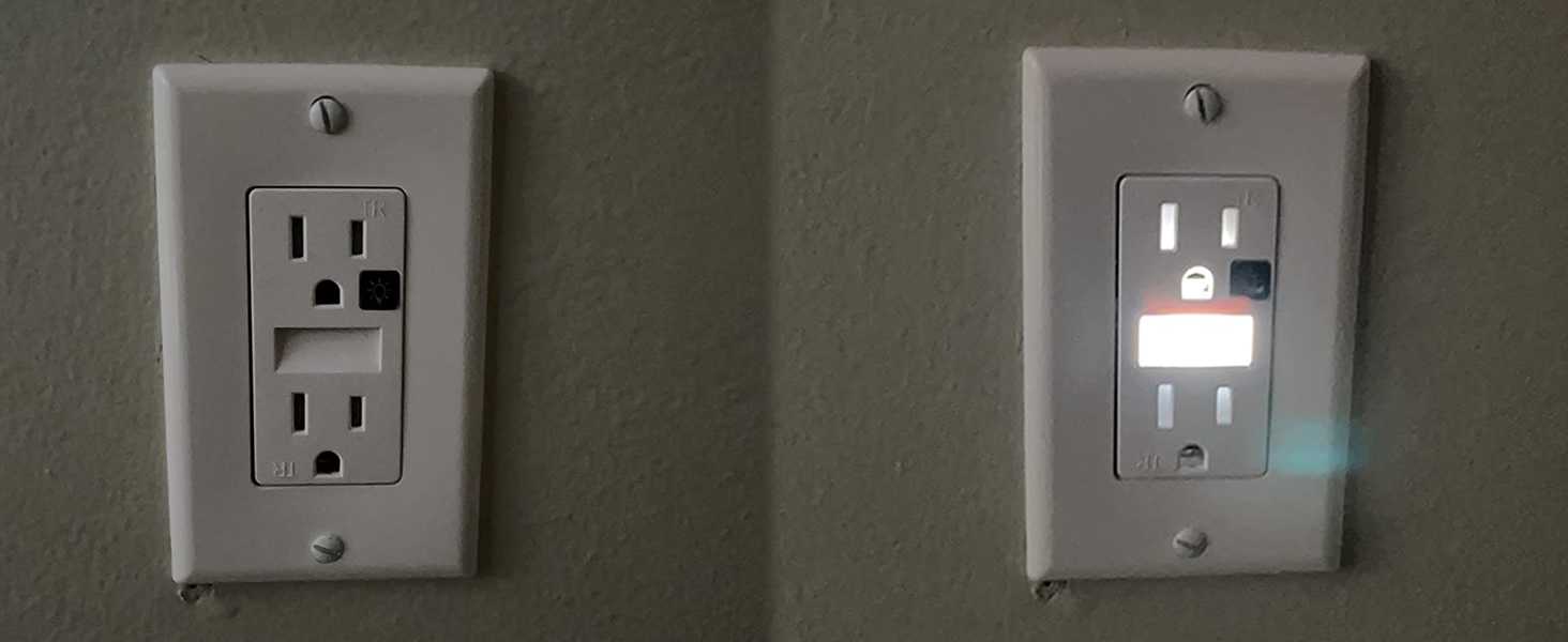 Receptacle Outlet with Night Light,Tamper-Resistant,15A,2 Pole,Standard Electrical Outlets