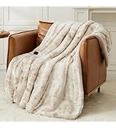 Homemate Heated Blanket Electric Throw - 50"x60" Heating Blanket Throw 1/2/4/6/8 Hours Auto-Off 1...