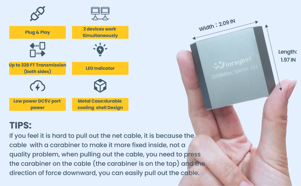 Gigabit Ethernet Splitter 1 to 2