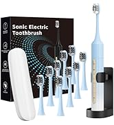 Lumivoid Sonic Electric Toothbrush for Adults &amp; Kids - 10 Brush Heads, 30-Day Battery, 5 Modes, 2...