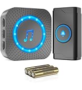 SURFOU Battery-powered Wireless Doorbell with 1 Receiver 1 Button,IP55 Waterproof Door bell,1300 ...