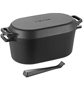 VEVOR Enameled Cast Iron Dutch Oven, 3.5 Quart Pot with Lid and Dual Handles, Heavy-Duty Durable ...