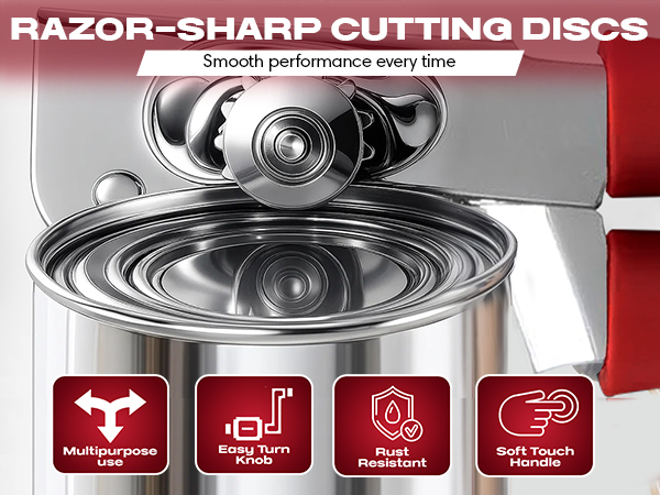 Can Opener Heavy Duty - Manual Hand Crank for Large Cans with Anti-Slip Grip - Stainless Steel