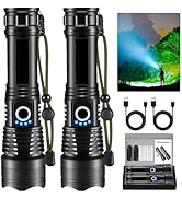 Flashlights High Lumens Rechargeable, 2Pack Rechargeable Flashlights, 900000lm Super Bright Flash...