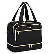 Hanke Travel Toiletry Bag, Lightweight Wide-open Large Toiletry Bags for Women, Dual-Layer Makeup...
