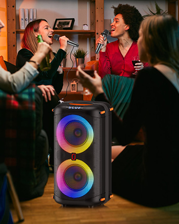 jyx karaoke machine system dual wireless microphones bluetooth speaker lyrics display music singing