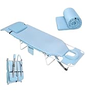 3 in 1 Women Comfort Backpack Tanning Beach Chair with Face Hole &amp; Cushion | Portable Folding Lou...