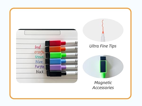 bright colorful markers with extra fine tips