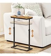 TUTOTAK End Table, Side Table, Tall Couch Table, Sofa Table, Living Room, Bedroom, Brown TB01BB083