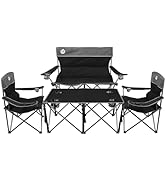 Northroad Folding Camping Chair Set of 4, Portable Collapsible Conversation Set w/1 Sofa, 2 Singl...