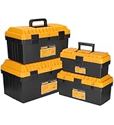 Stackable Tool Box Set, Heavy Duty Nested Plastic, 4 Organizer Boxes with Removable Trays for Scr...