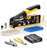 Cat7 RJ45 Crimping Tool, Cat 7 Cat6 Cat5 Pass Through Ethernet Crimping Tool Kit, Network Crimpin...