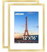 FIXSMITH 12x16 Picture Frame Gold Set of 2, Photo Frame with HD Plexiglass, Display Pictures 8.5x...