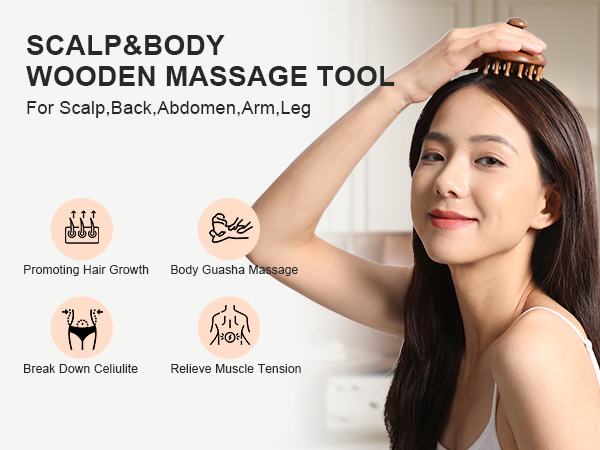 Scalp body wooden massage tool