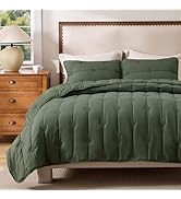 Bedsure Olive Green Quilt Queen Size – Ultra Soft Cloud Lightweight Coverlet Comforter Set with 2...