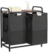 VEVOR 2 Section Laundry Sorter, Large Laundry Hamper with Metal Frame and Wooden Tabletop, Freest...