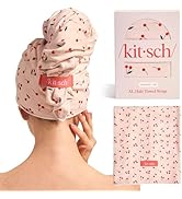 Kitsch XL Microfiber Hair Towel Wrap for Women – Ultra Absorbent Microfiber Towel for Wet, Curly,...