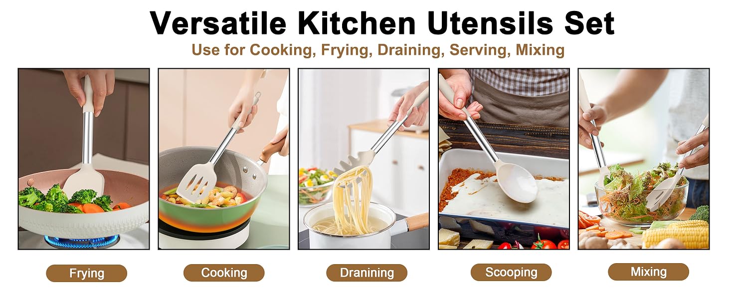 silicone cooking utensil for frying, mixing, cooking