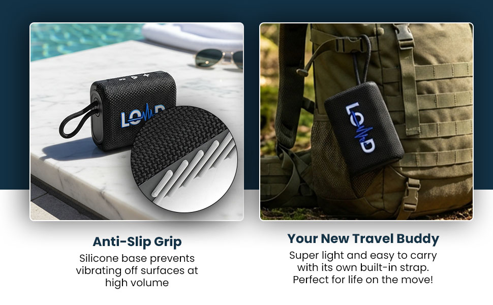 Waterproof Bluetooth Speaker – Portable Wireless Speaker with 800mAh Battery, 5 Hours of Playtime