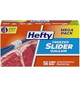 Hefty Slider Freezer Storage Bags, Gallon Size, 56 Count