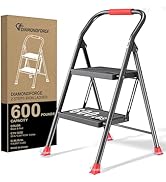 Step Ladder Foldable Folding Stool - for Home Adults Kitchen 2 Stepping Extension Tall Heavy Duty...