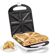 Pukomc Breakfast Sandwich Maker, 4-Slice Sandwich Press with Non-Stick Plates,Grilled Cheese Make...