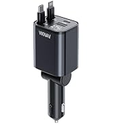 4 in 1 Retractable Car Charger,Super Fast Charging Car Chargers ,with 2 Retractable Cords and 2 U...