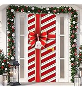 Christmas Door Cover Decoration Merry Box Bowknot Photography Backdrop Outdoor Sign for Home Wall...