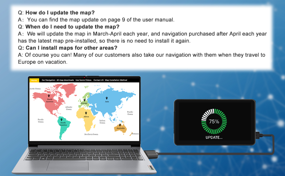 The latest North American map supports permanent map updates