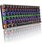 Mechanical Keyboard Color Rainbow LED Backlit 82 Key Layout Blue Switch Wired Metal Panle Portabl...