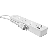WBM Smart Extension Cord Socket 5.9 ft 10 A, Power Strip with 2 USB Ports and 1 Type C Plug, Mult...