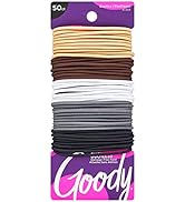 GOODY Ouchless Elastic Hair Tie - 50 Count, Neutral Colors - 2MM for Fine to Medium Hair - Pain-F...