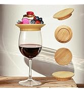 Hmsimqfy Premium Bamboo Wine Glass Charcuterie Topper,Elegant Bug Repelling Covers for Wine Glass...