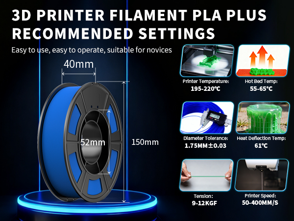 Elite PLA+ Filament for Most FDM 3D Printer, Dimensional Accuracy 0.03 mm, 0.25 kg Spool-mb