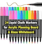 OORAII 24 Liquid Chalk Markers in 12 Colors for Acrylic Calendar Planning Boards Glass Dry Erase ...