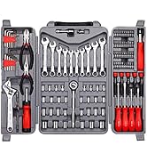 CARTMAN 123Piece Tool Set Ratchet Wrench with Sockets Kit Set in Storage Case