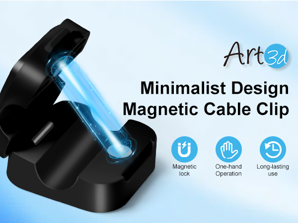 Art3d Minimalist Design Magnetic Cable Clip: One hand operation, Long lasting use, magnetic lock
